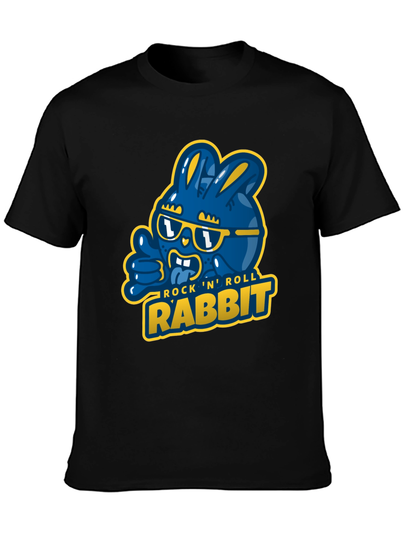 Rock N Roll Rabbit Black Graphic T-Shirt