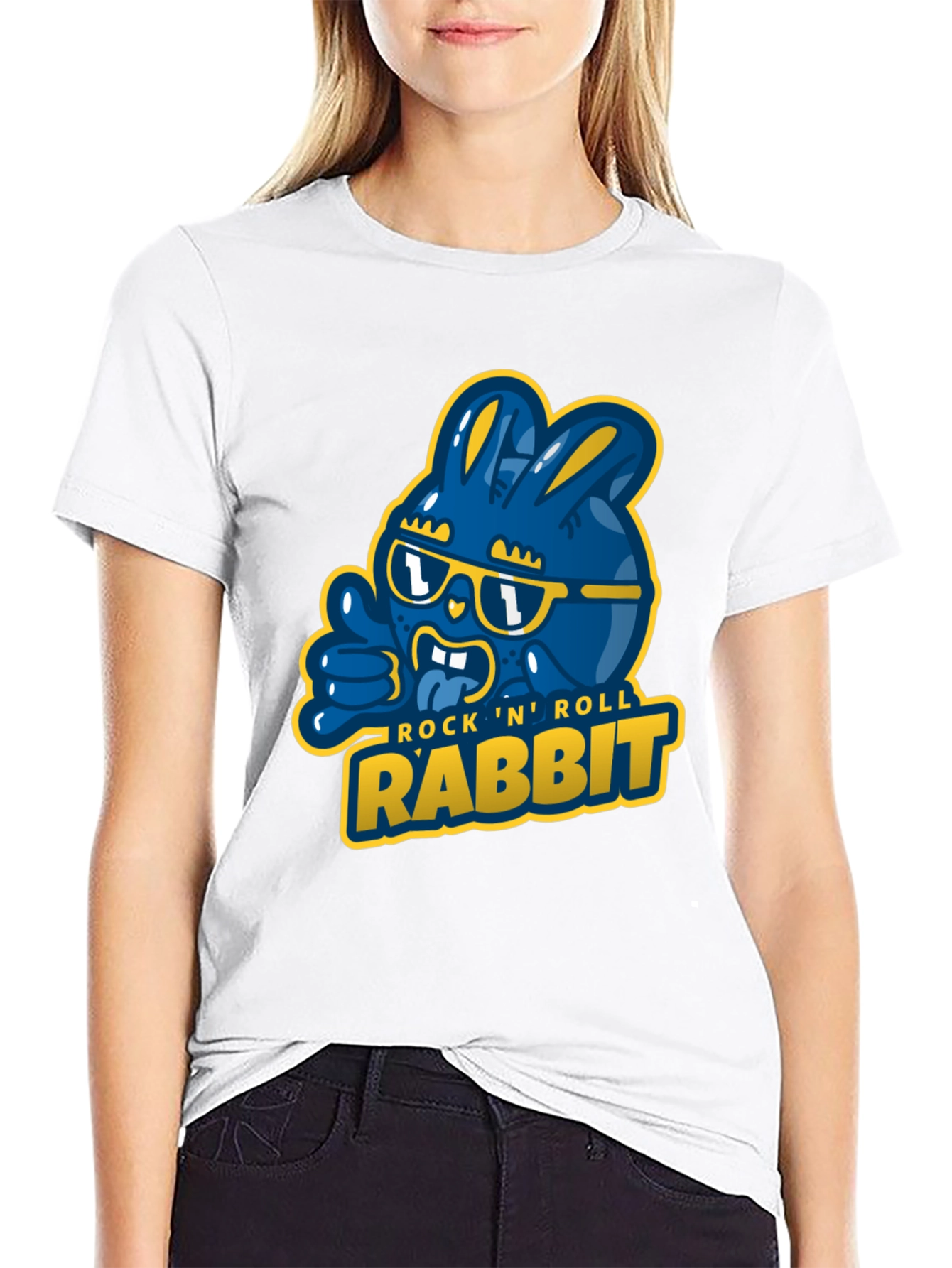 Rock N Roll Rabbit Black Graphic T-Shirt