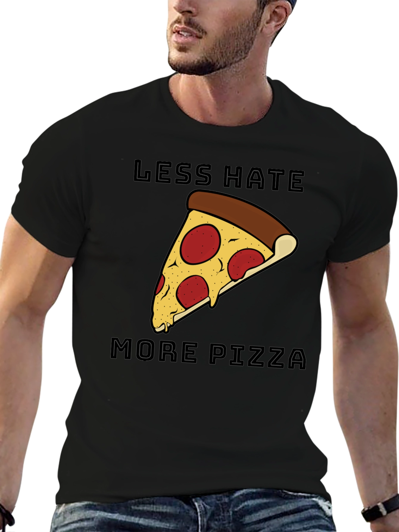 Less Hate More Pizza Graphic T-Shirt