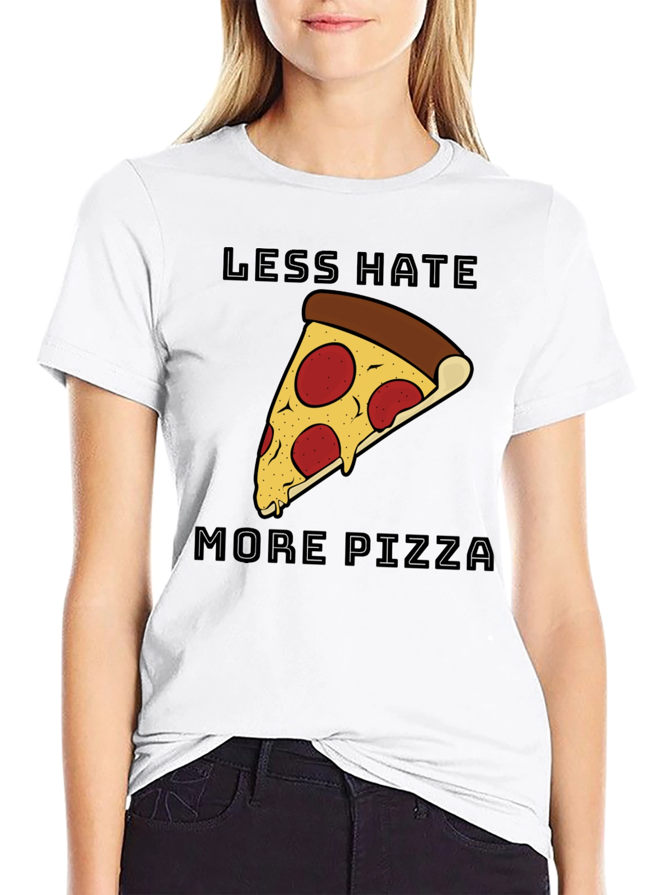Less Hate More Pizza Graphic T-Shirt