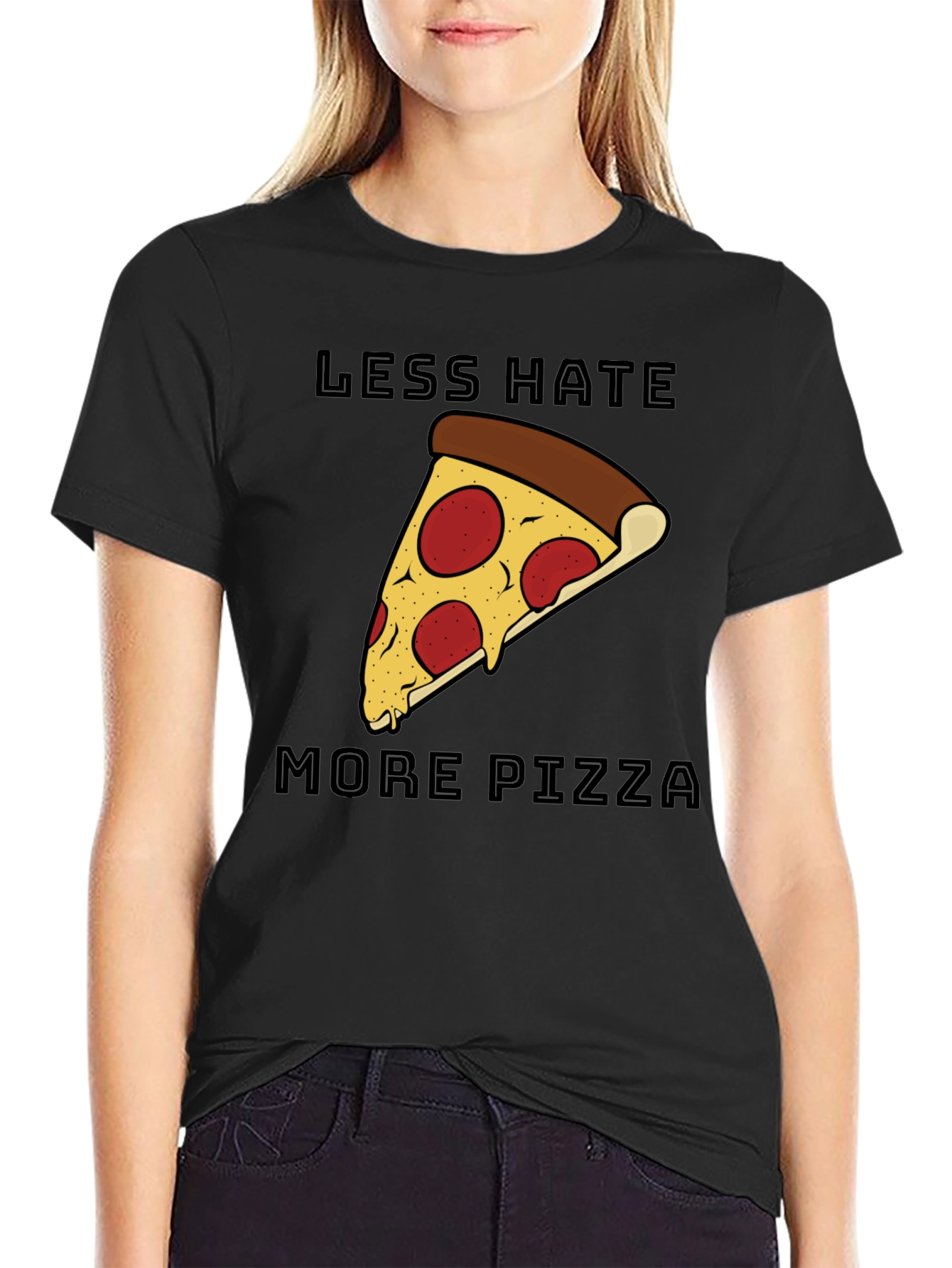 Less Hate More Pizza Graphic T-Shirt