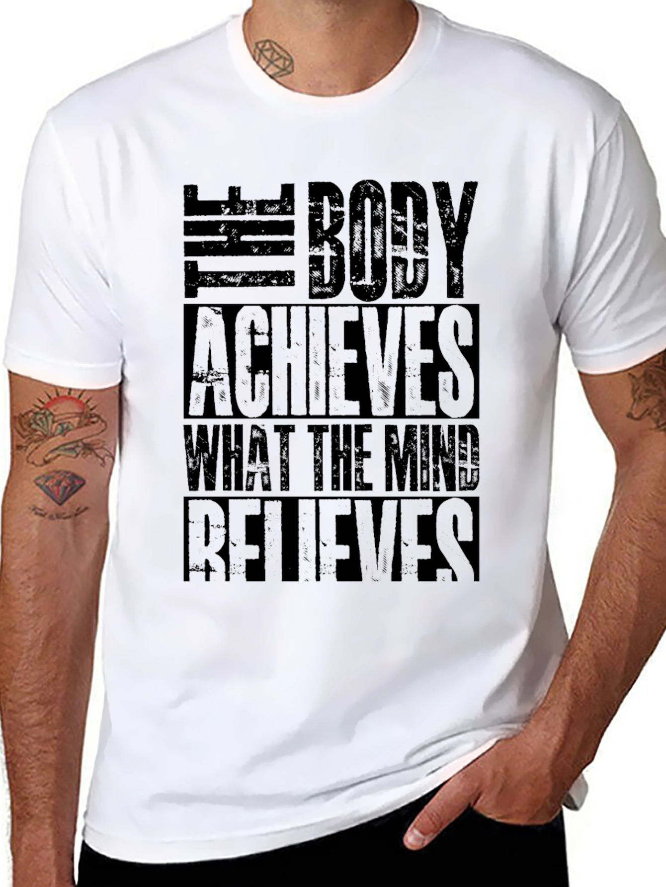 Motivational Gym T-Shirt: The Body Achieves Quote
