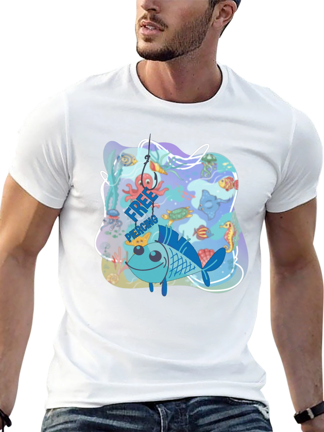 Funny Fish Hook Piercing T-Shirt