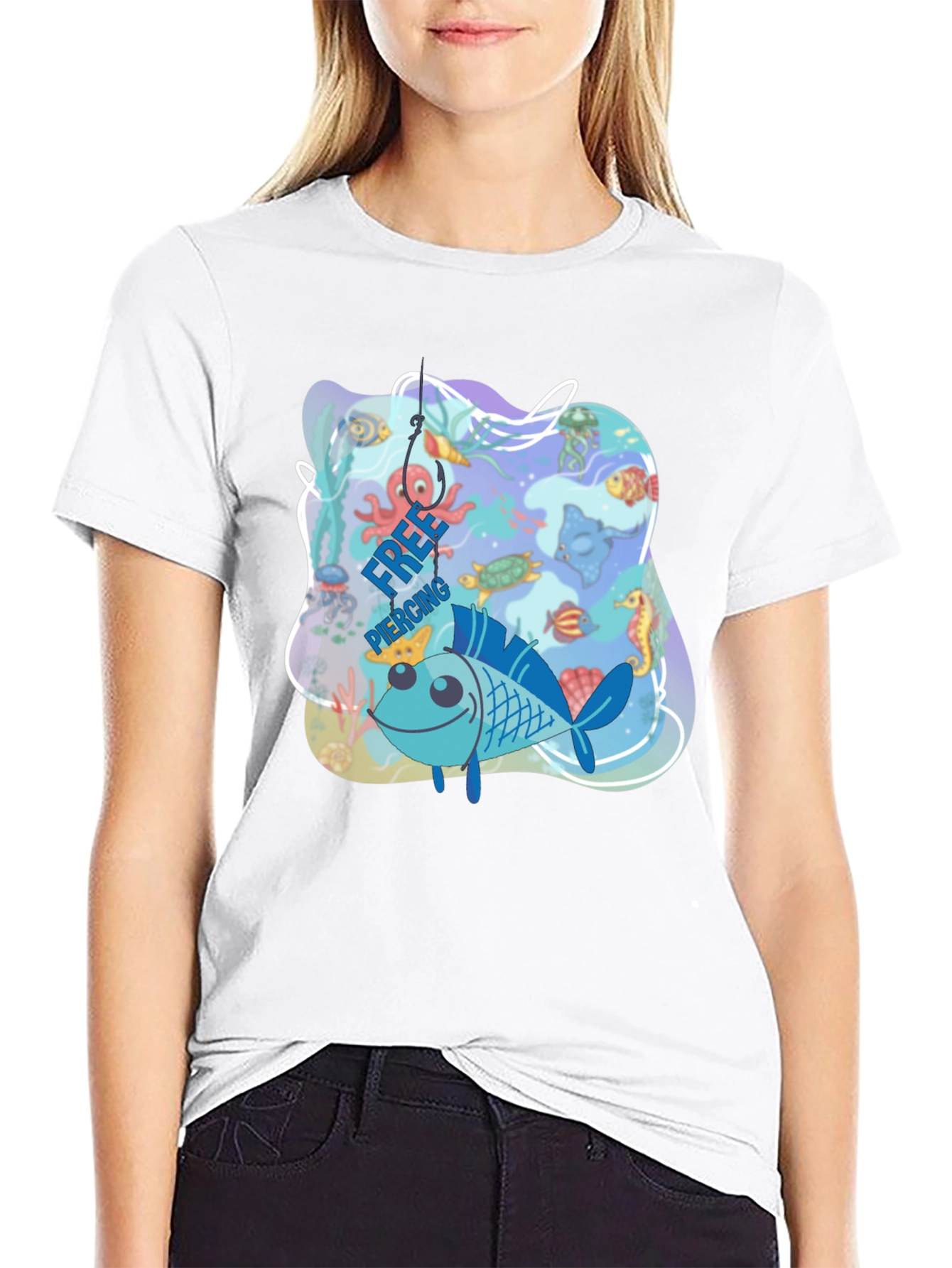 Funny Fish Hook Piercing T-Shirt