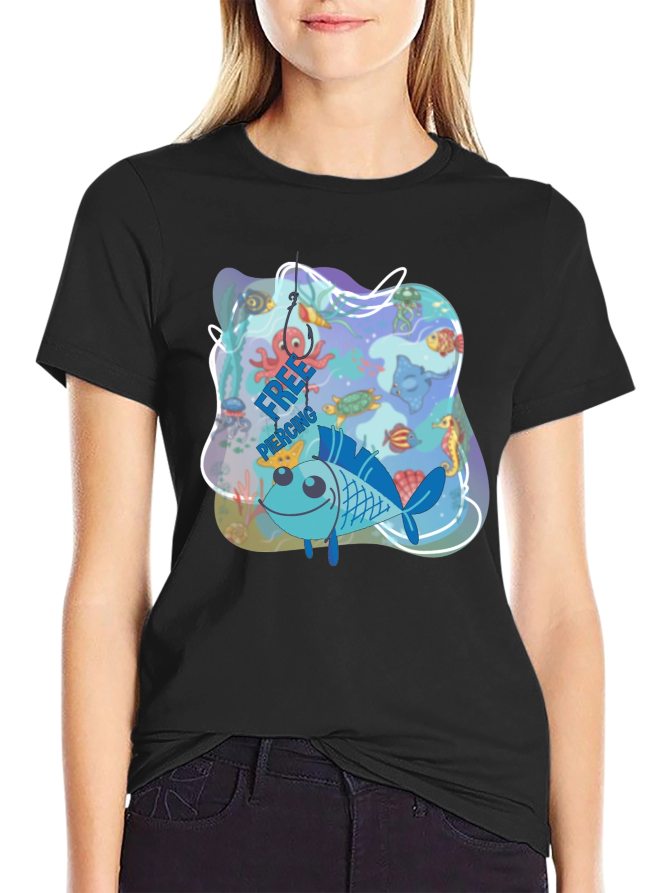 Funny Fish Hook Piercing T-Shirt