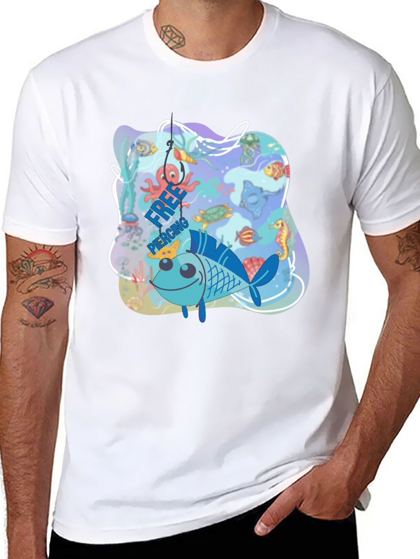 Funny Fish Hook Piercing T-Shirt