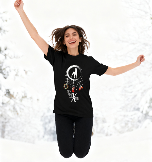 Merry X'mas Dog Graphic T-Shirt - 100% Cotton, Christmas Exclusive for Pet Lovers & Festive Occasions