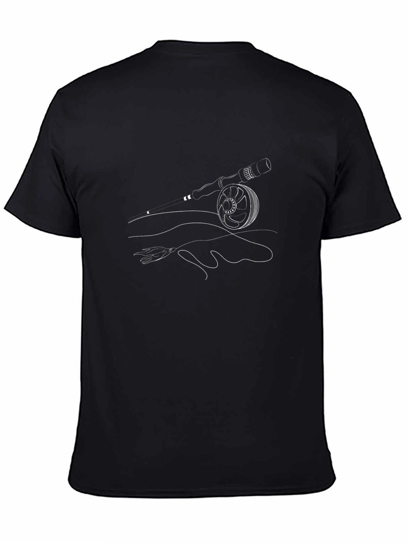 Fly Fishing Rod Graphic Tee - Black