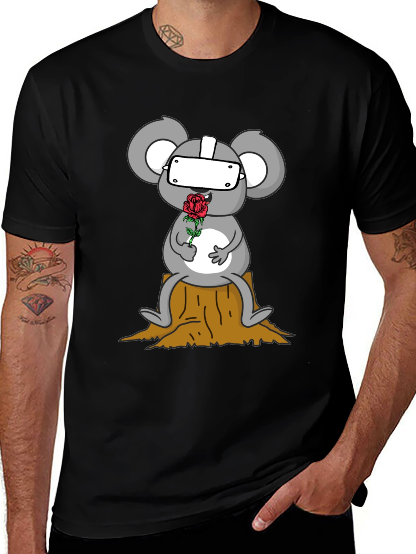 VR Koala Holding Rose Graphic Tee - Unisex