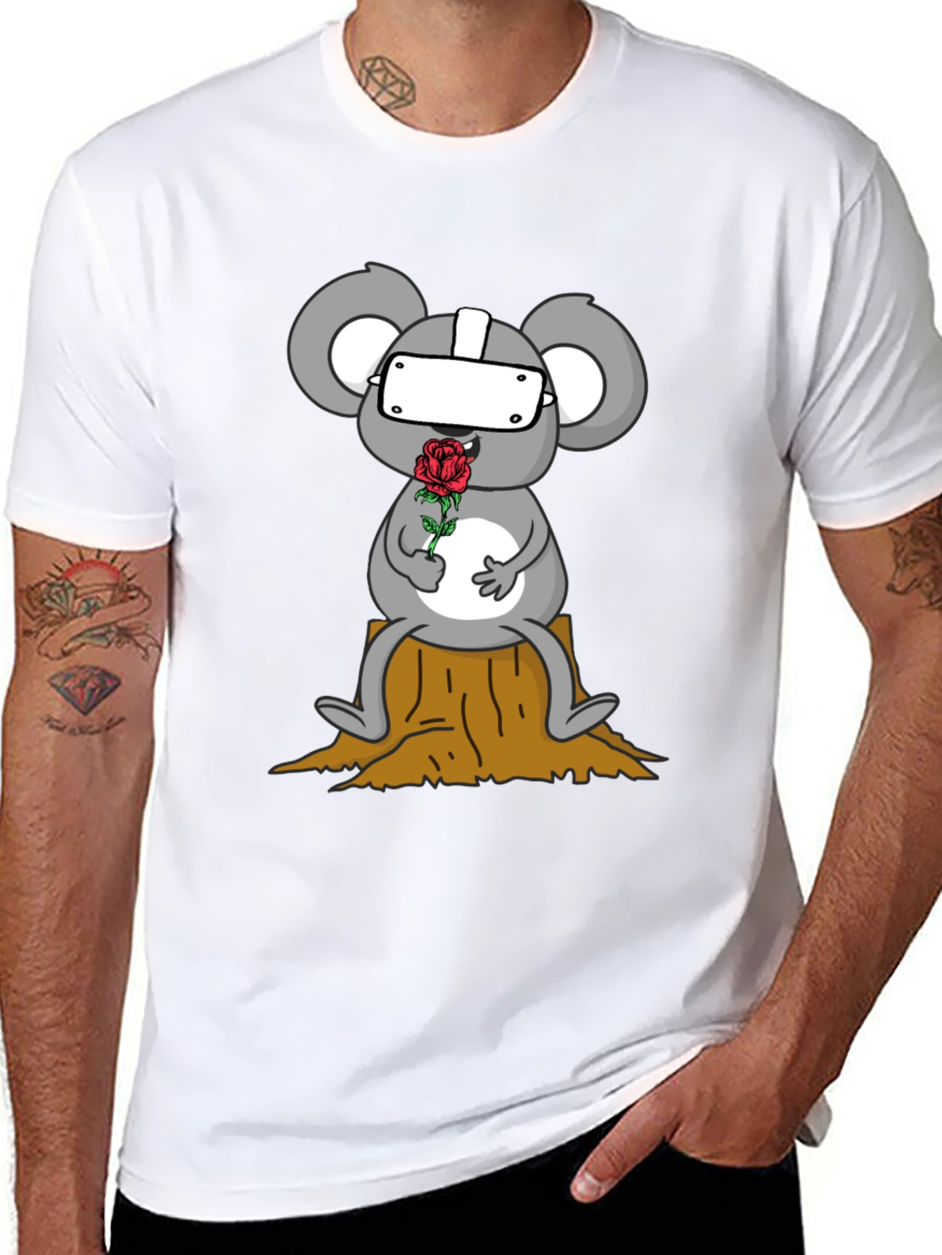 VR Koala Holding Rose Graphic Tee - Unisex
