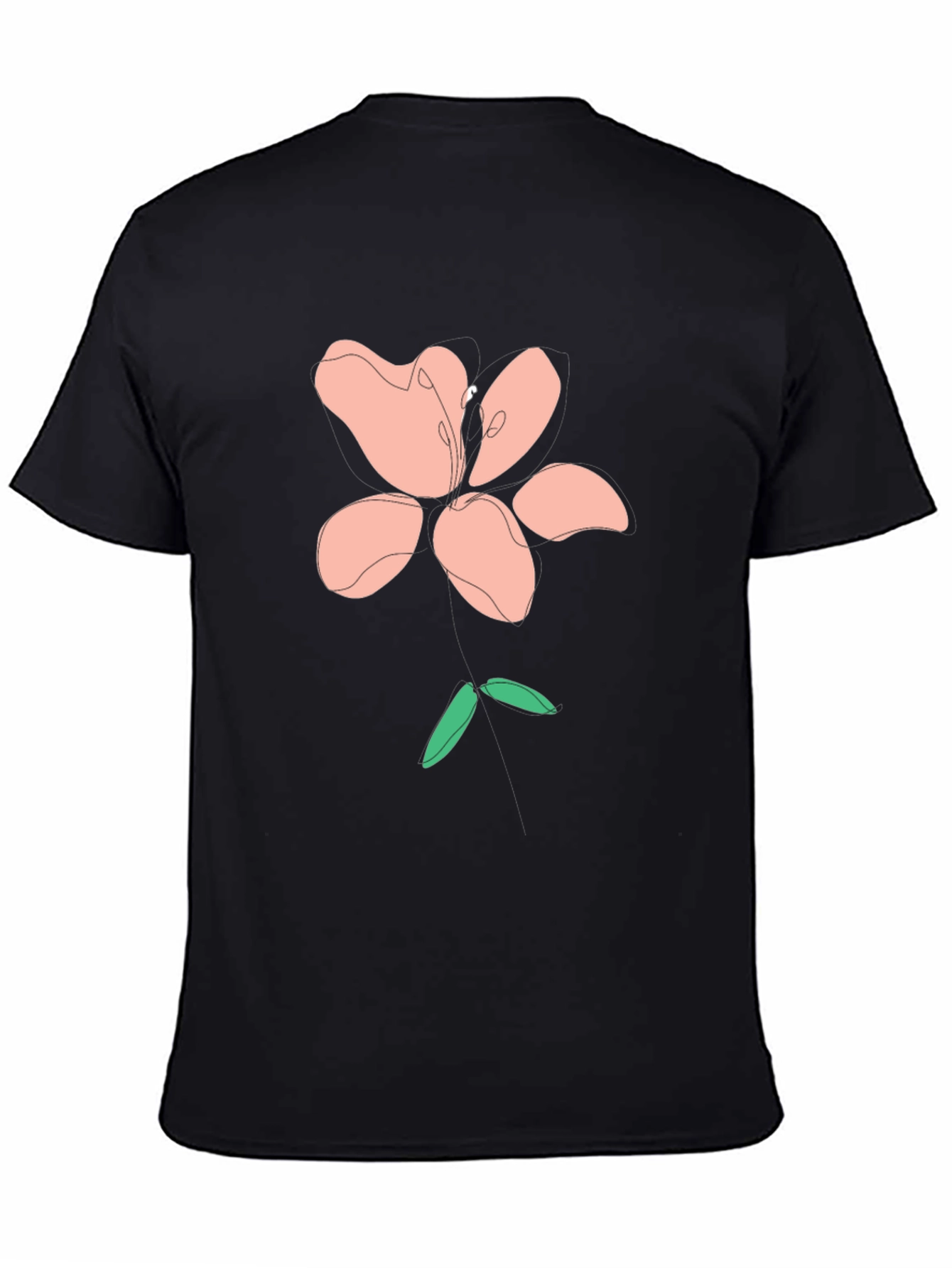 Modern Floral Graphic Tee - Black Cotton Blend