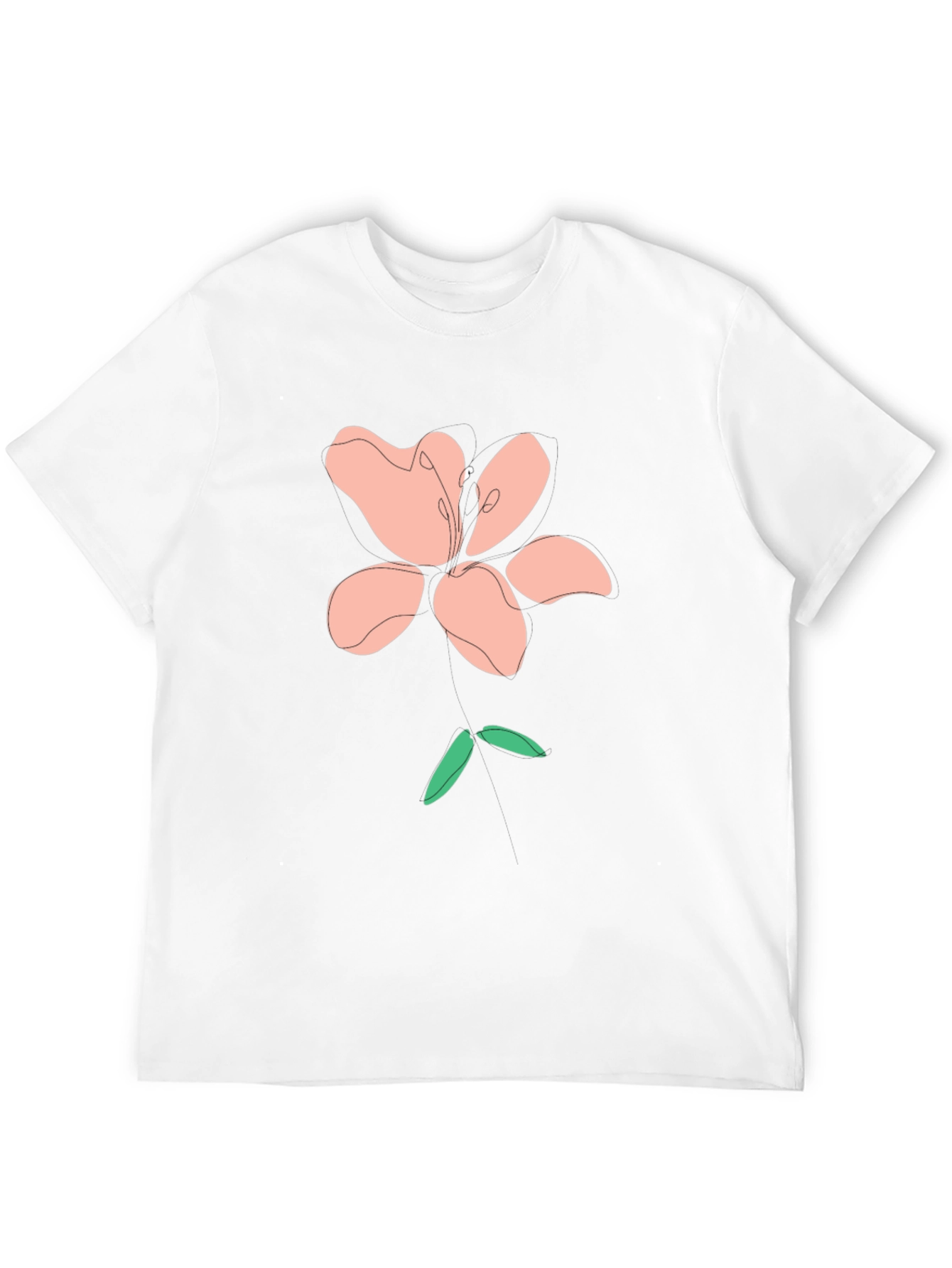 Modern Floral Graphic Tee - Black Cotton Blend