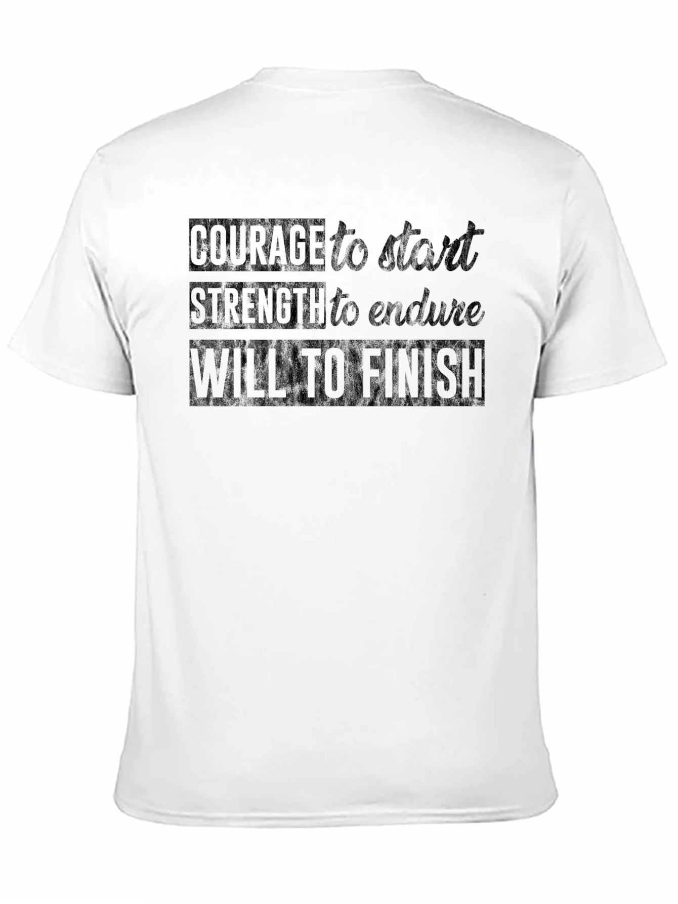 Motivational Black T-Shirt: Courage Strength Will