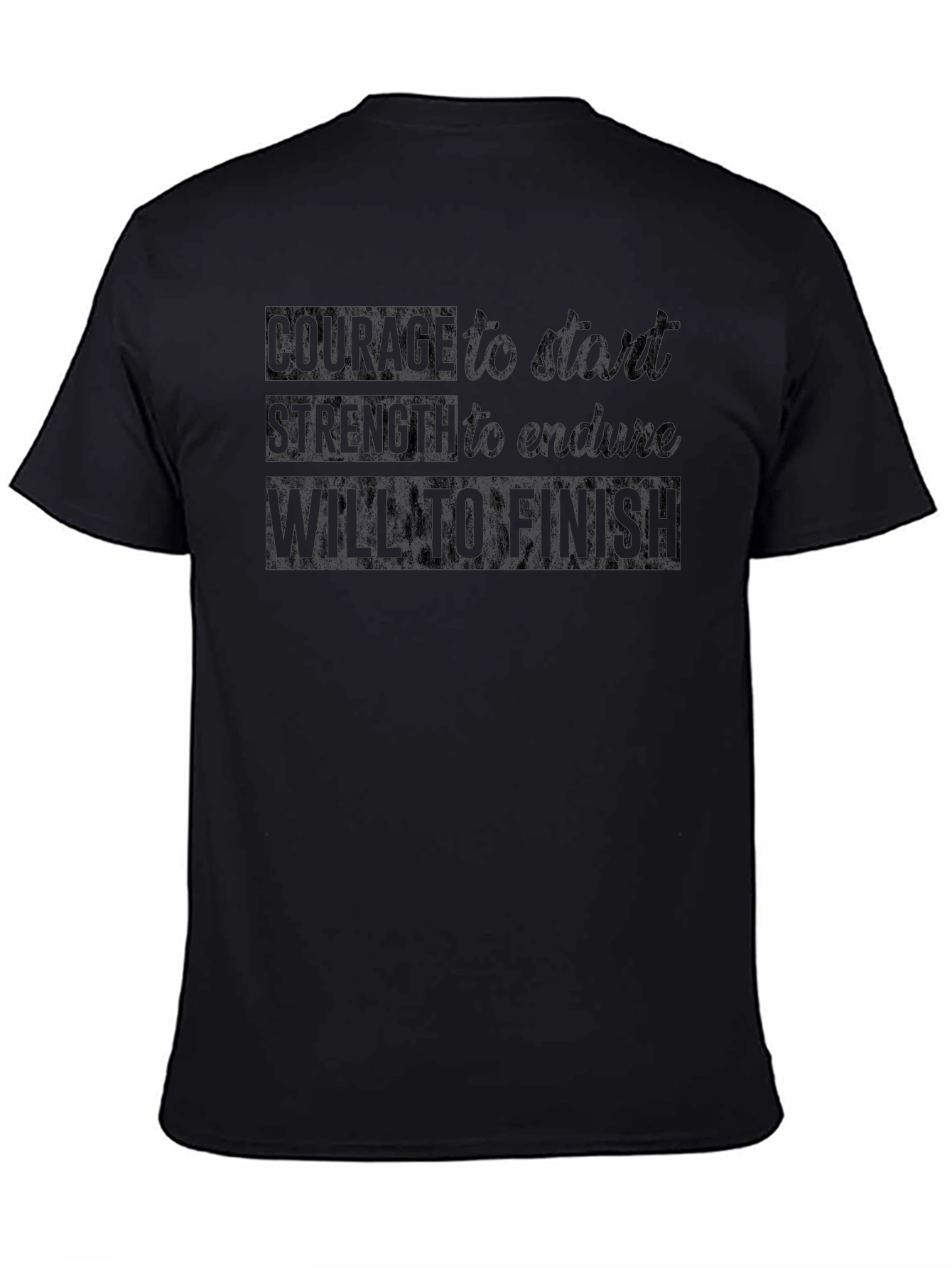 Motivational Black T-Shirt: Courage Strength Will
