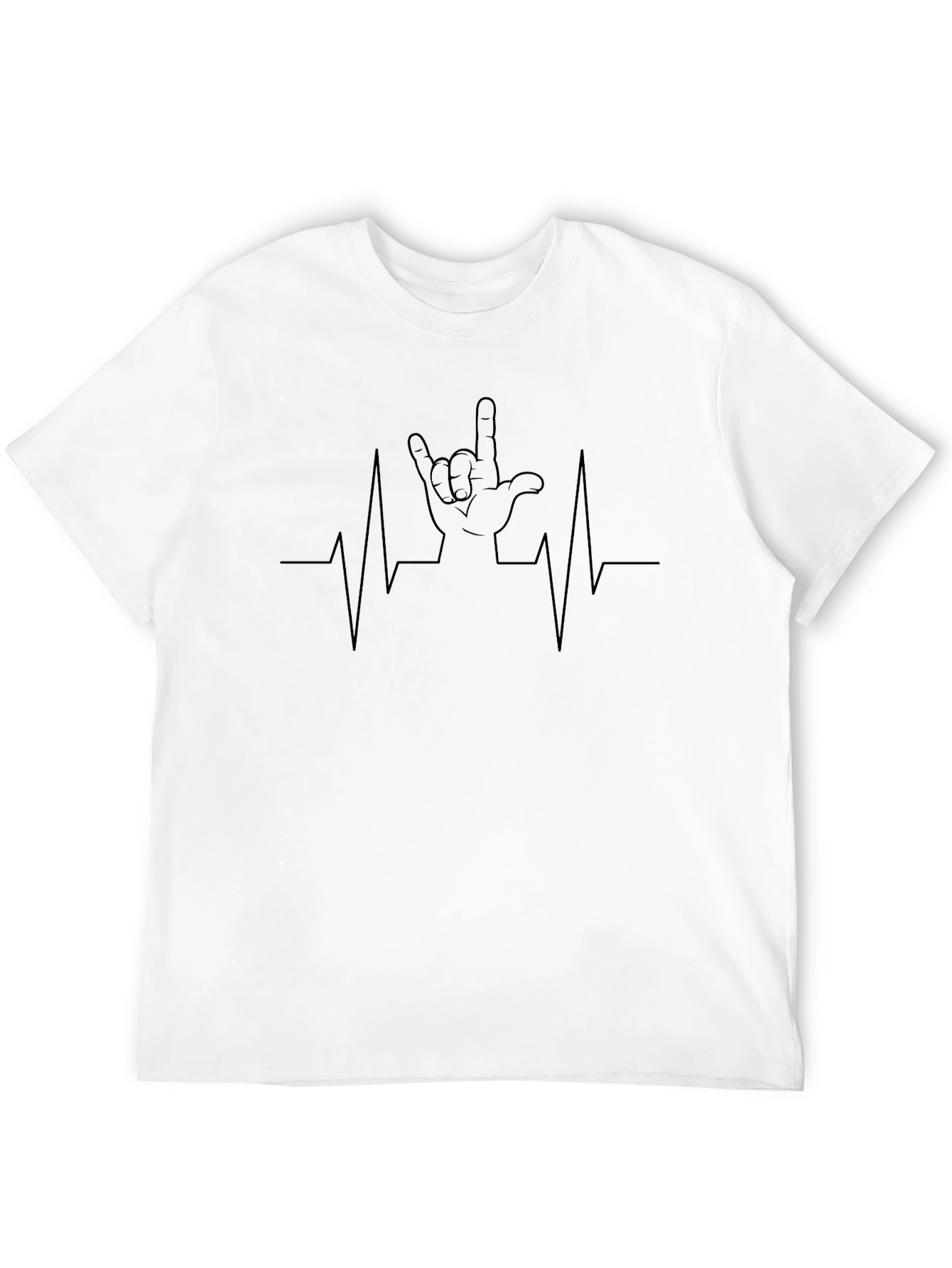 Rock On Heartbeat T-Shirt - Black
