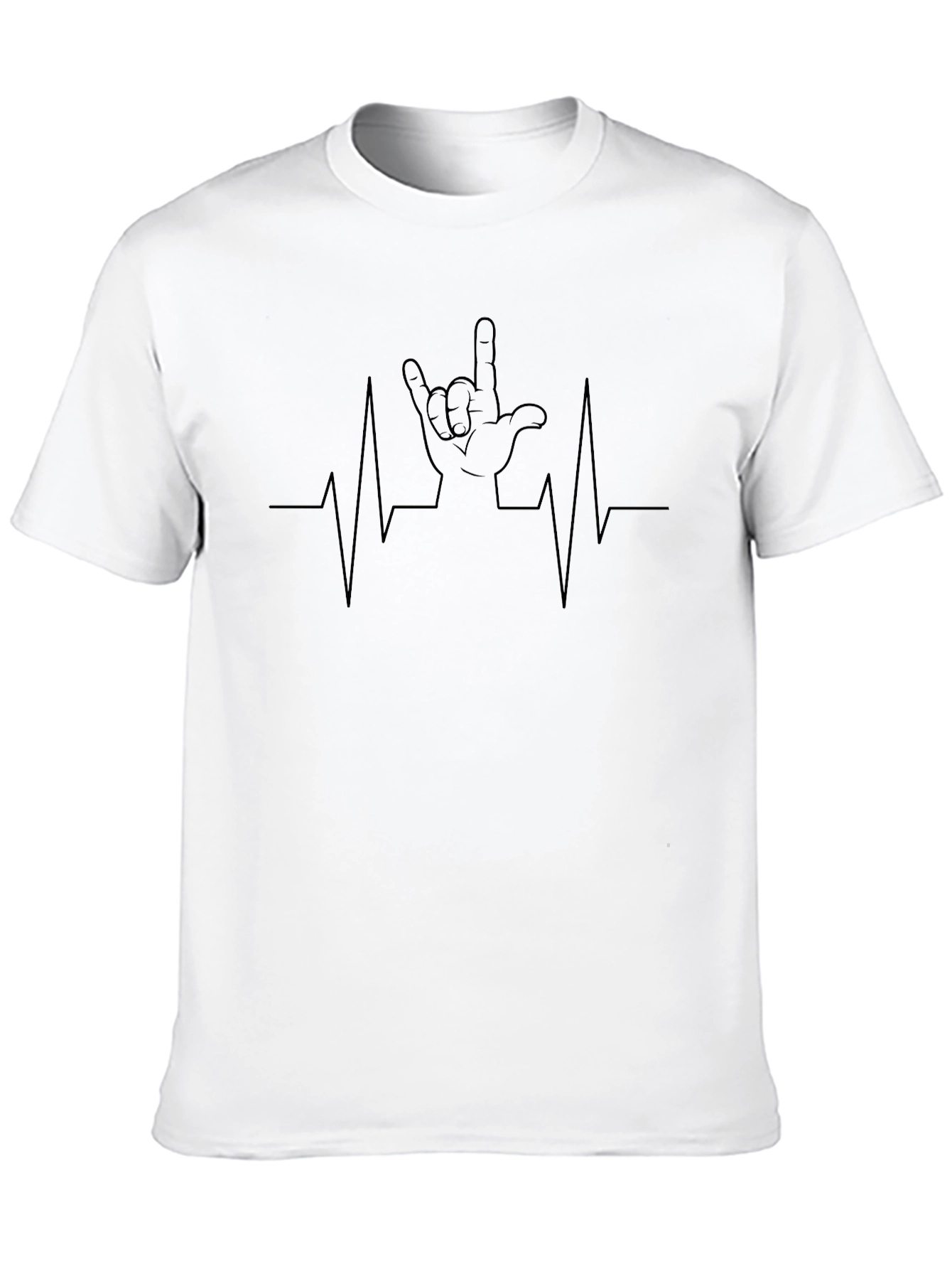 Rock On Heartbeat T-Shirt - Black