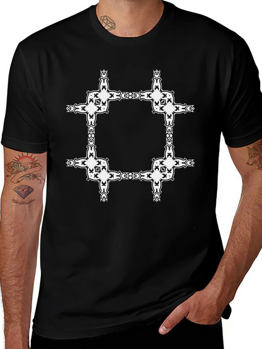 Ornate Square Graphic Black T-Shirt