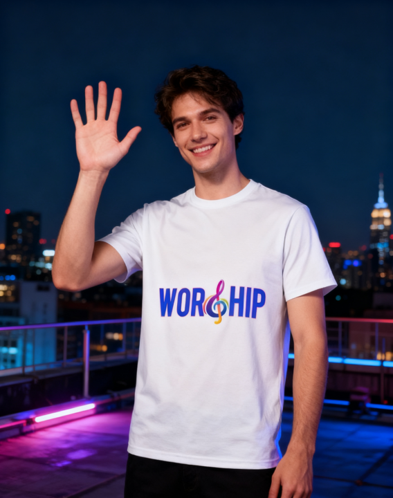 Worship Music Note T-Shirt - 100% Cotton, Vibrant Tee for Church & Casual Occasions