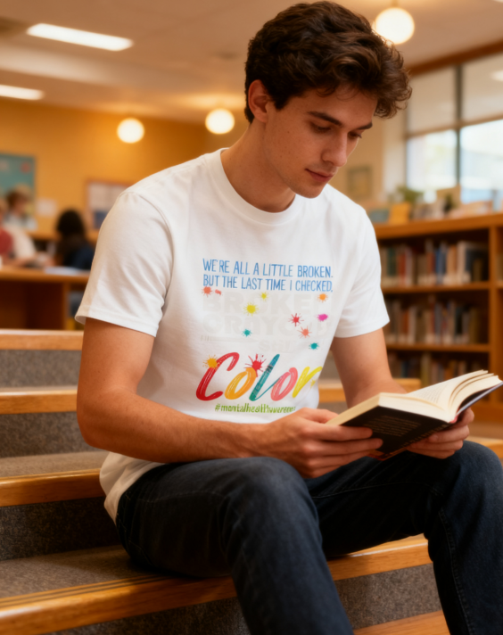 Broken Crayons Still Color Mental Health Awareness T-Shirt - 100% Cotton, Inspirational Tee for Daily Wear & Advocacy Events