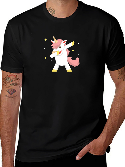 Dabbing Unicorn Graphic Tee - Trendy Black T-Shirt
