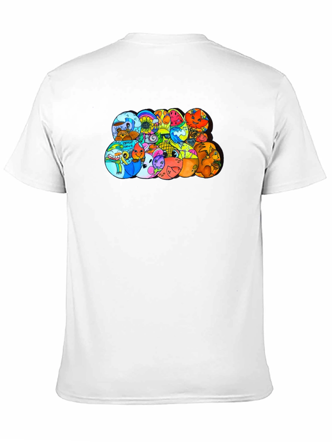 Cartoon Character Circles Black T-Shirt