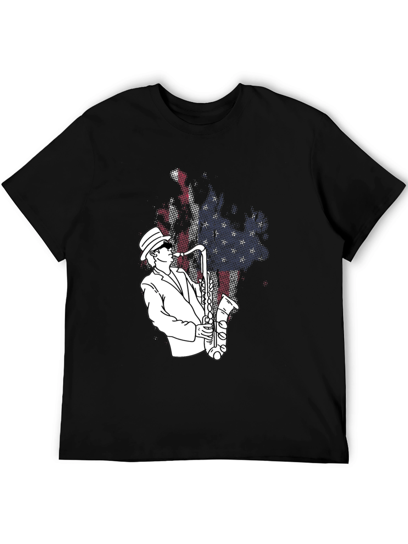 Jazz Saxophone Player T-Shirt - USA Flag Design