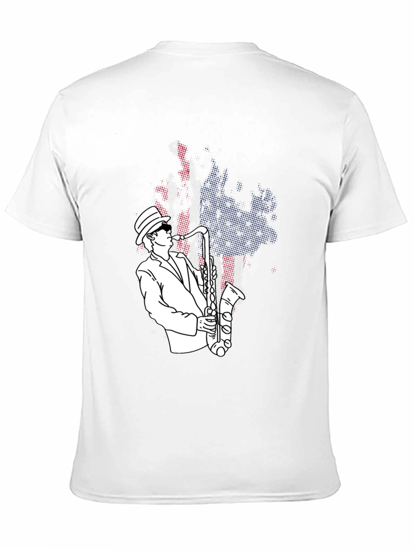 Jazz Saxophone Player T-Shirt - USA Flag Design