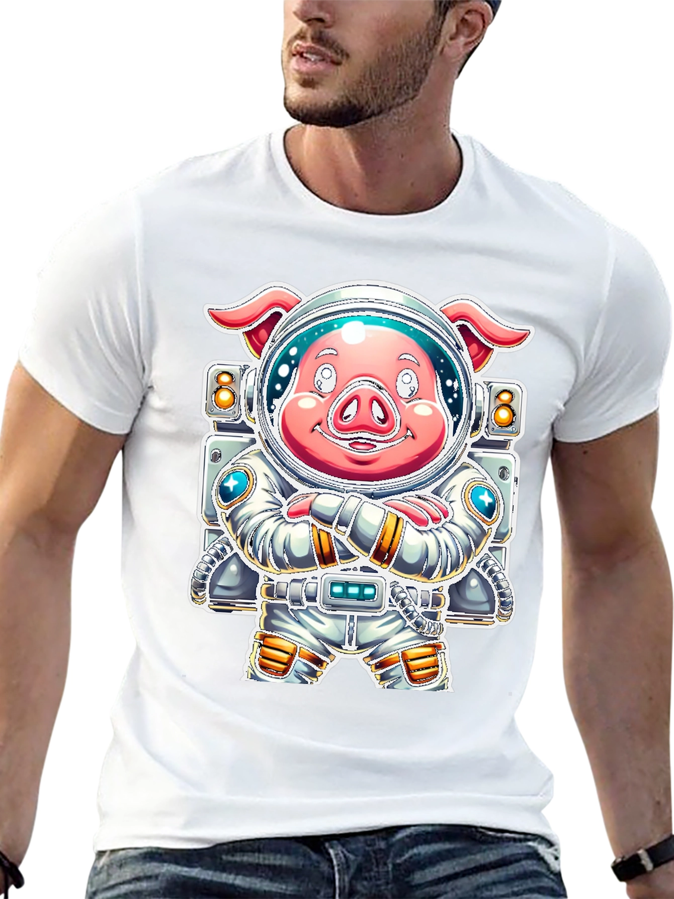 Astronaut Pig Graphic Tee - Space Adventure!