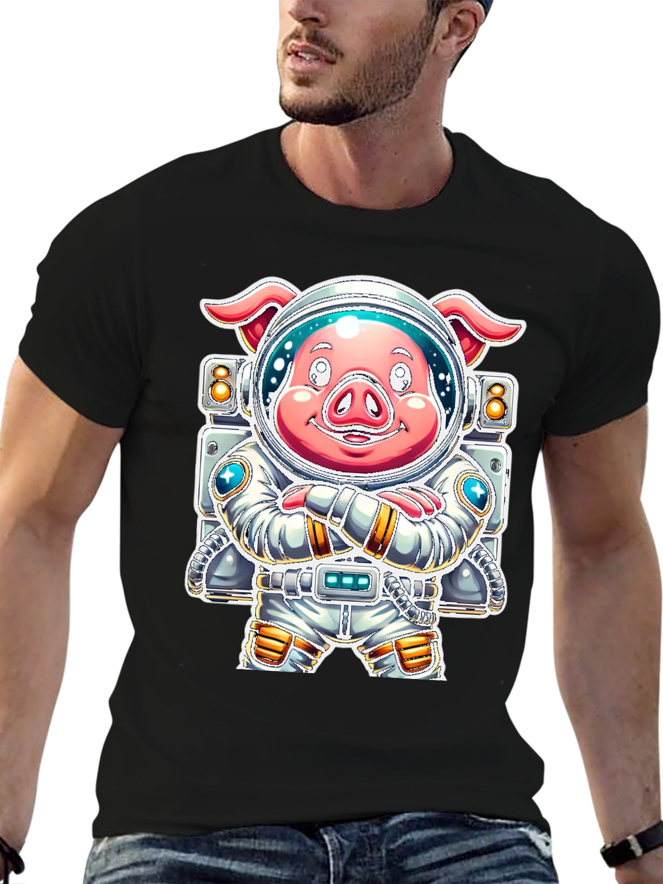 Astronaut Pig Graphic Tee - Space Adventure!
