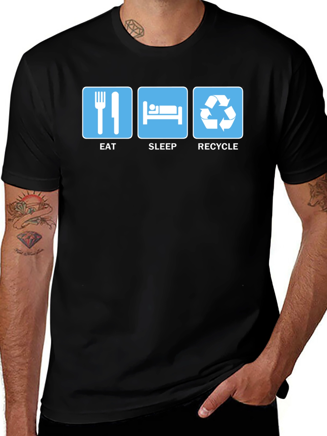 Eat Sleep Recycle T-Shirt Eco-Friendly Humor Tee