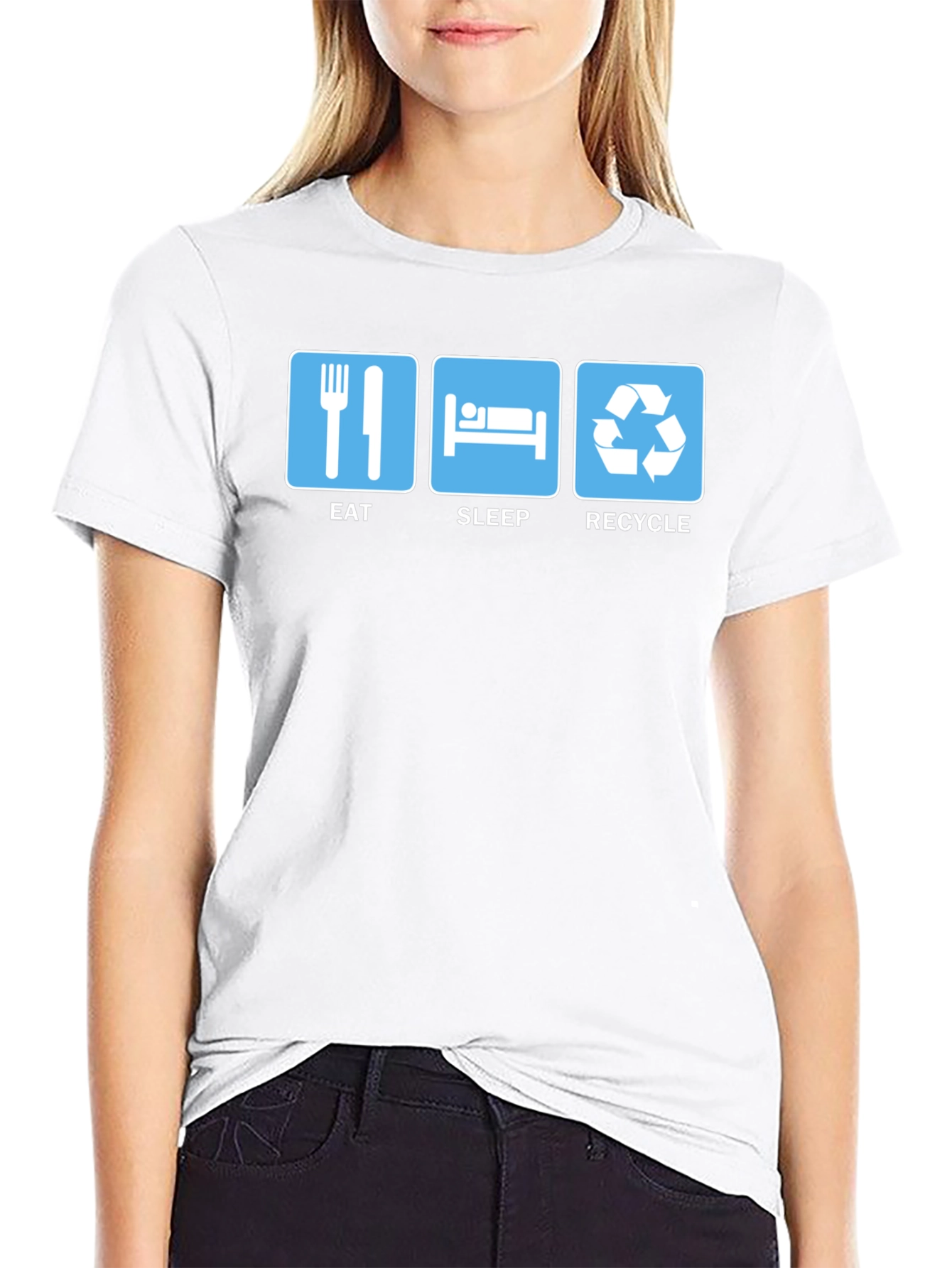 Eat Sleep Recycle T-Shirt Eco-Friendly Humor Tee