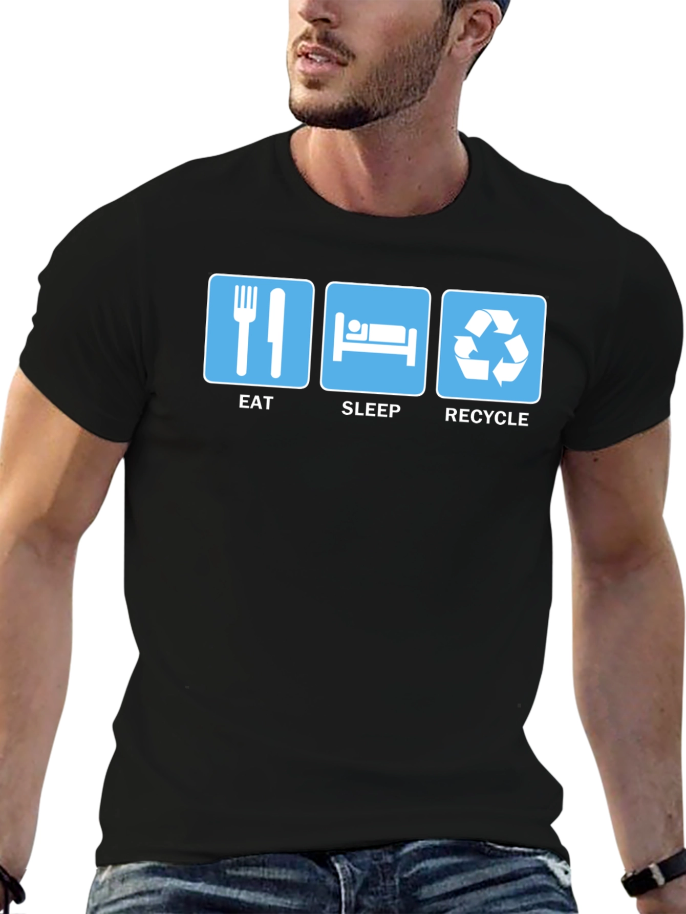 Eat Sleep Recycle T-Shirt Eco-Friendly Humor Tee
