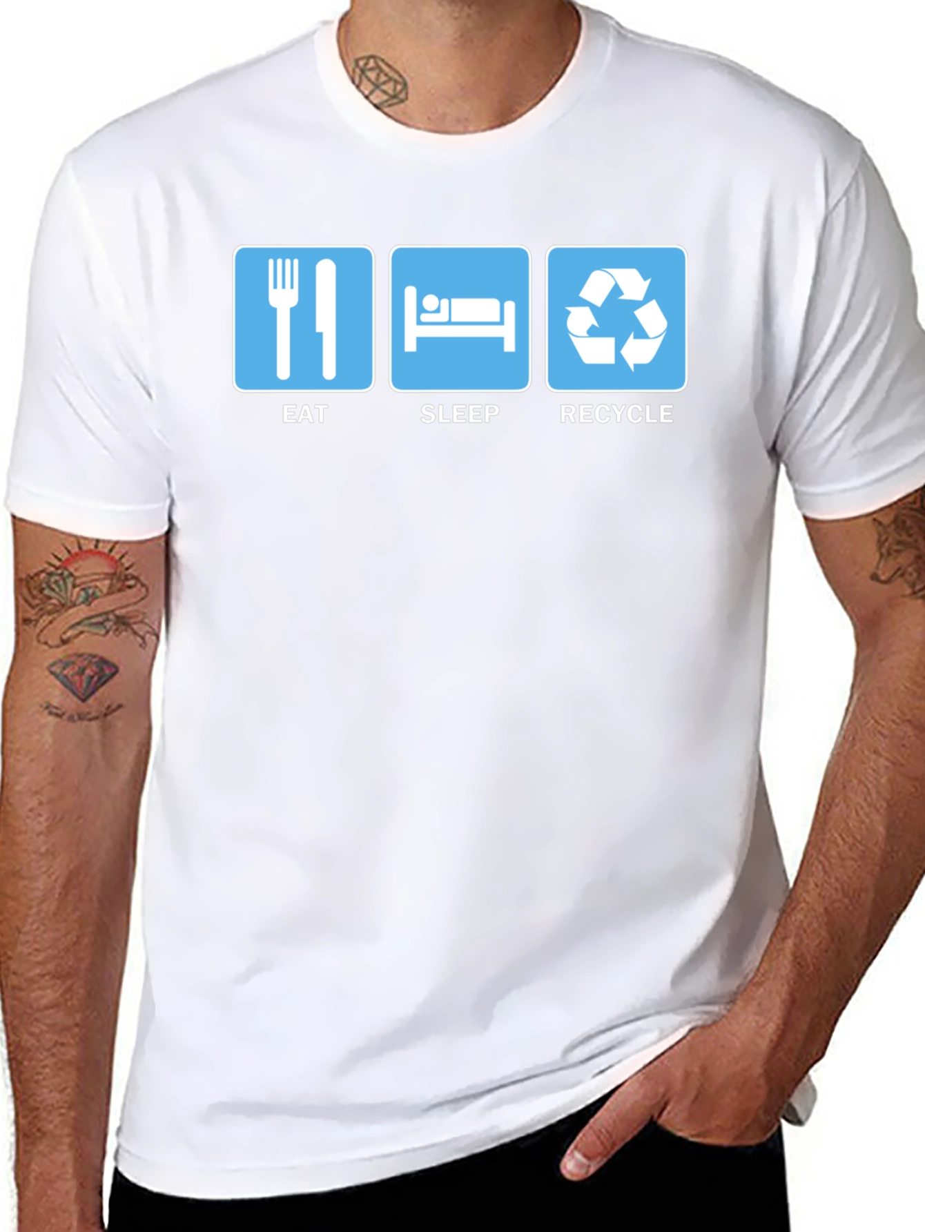 Eat Sleep Recycle T-Shirt Eco-Friendly Humor Tee