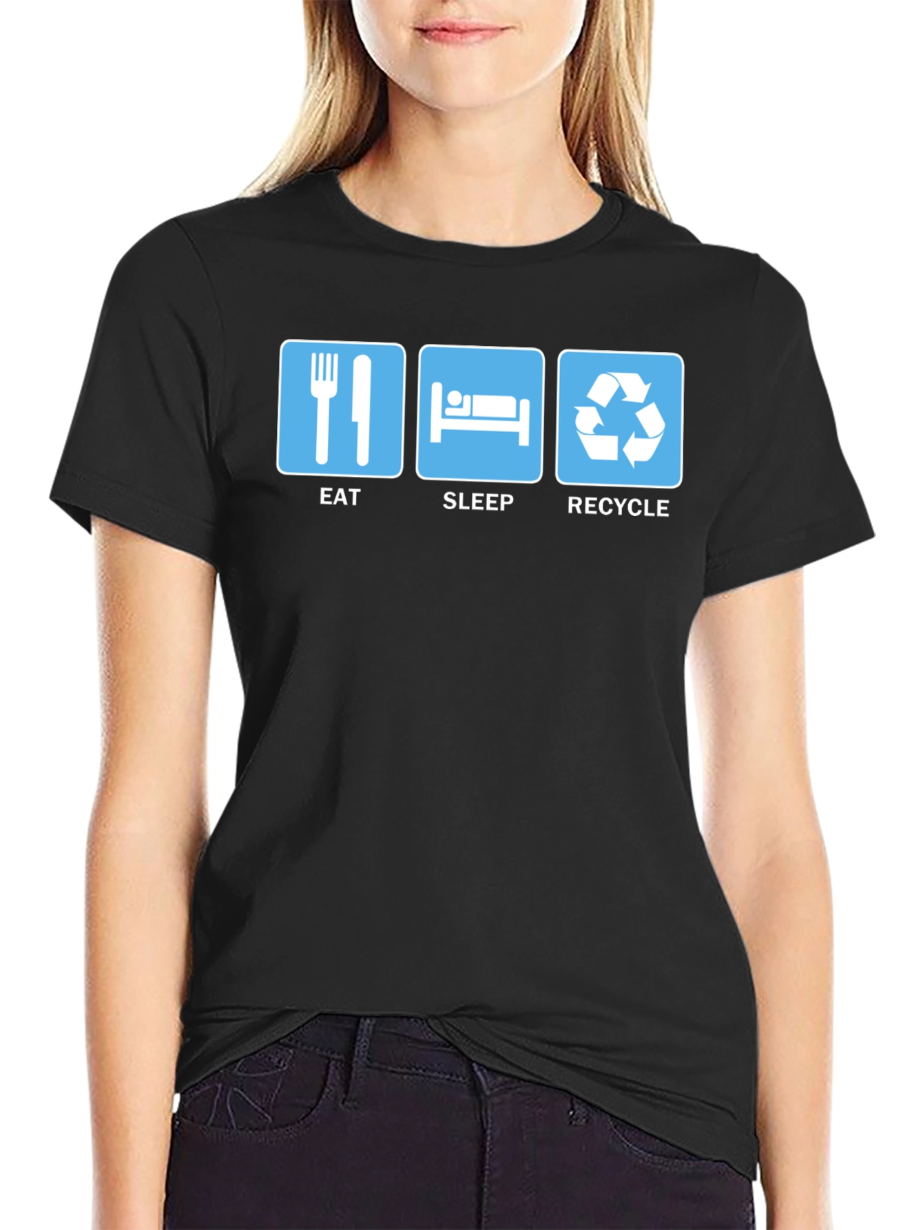 Eat Sleep Recycle T-Shirt Eco-Friendly Humor Tee