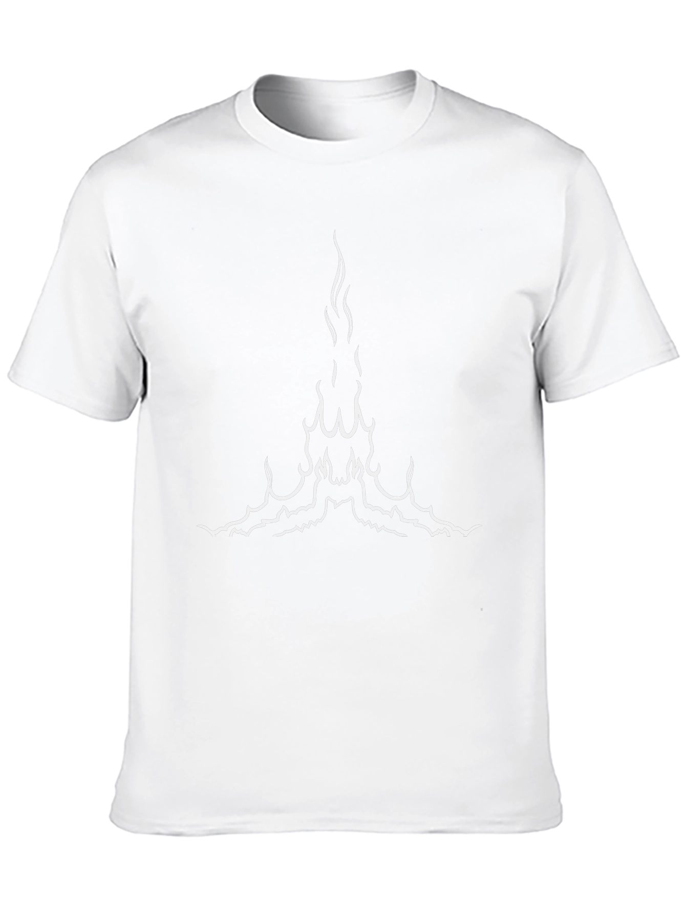 Black T-Shirt with White Abstract Fire Design