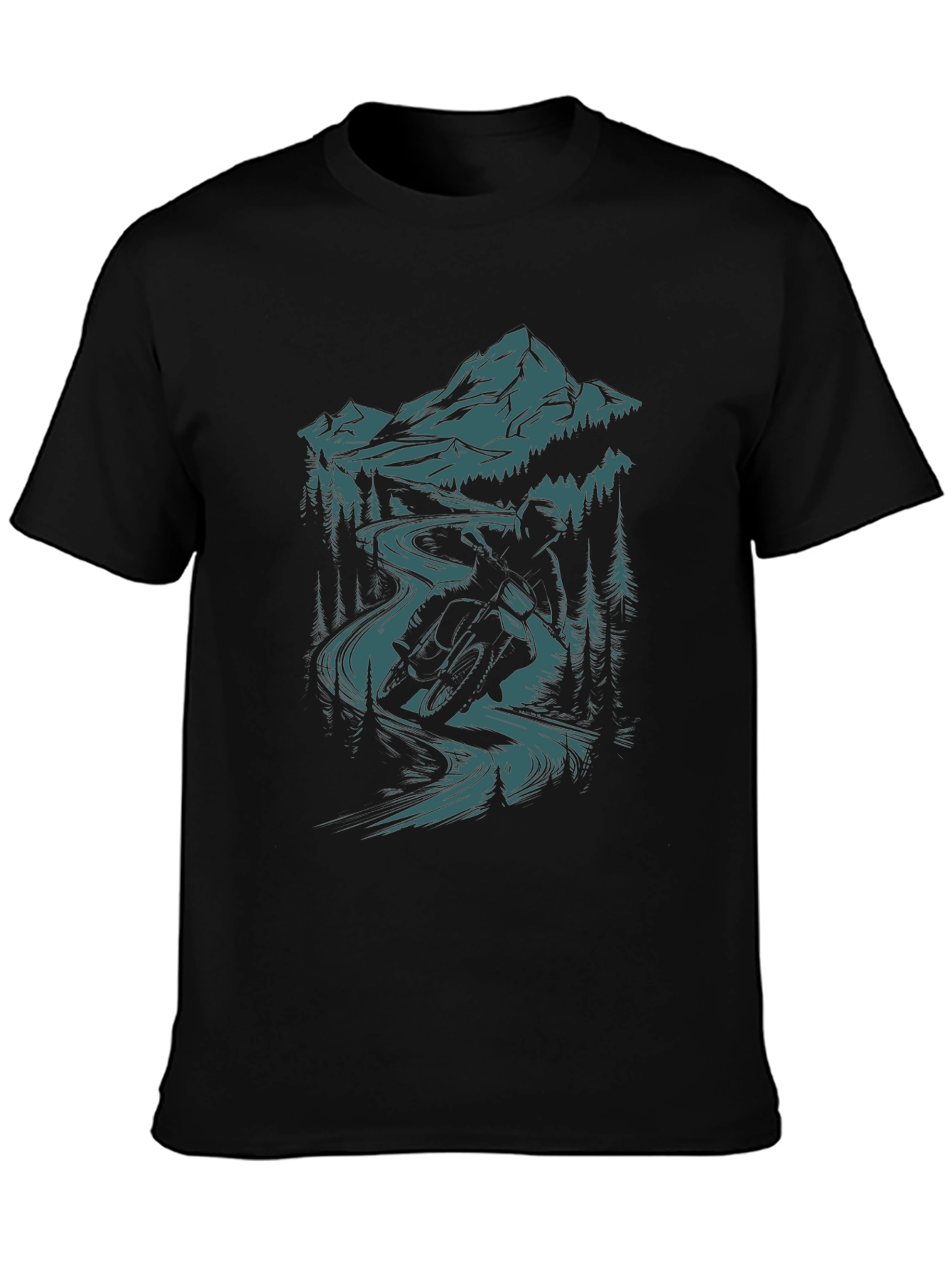 Mountain Bike Rider Graphic Tee - Black