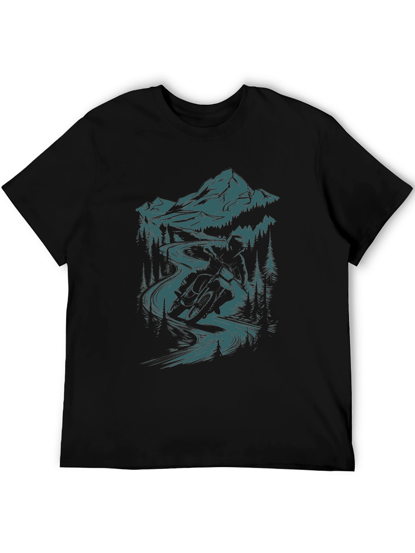 Mountain Bike Rider Graphic Tee - Black