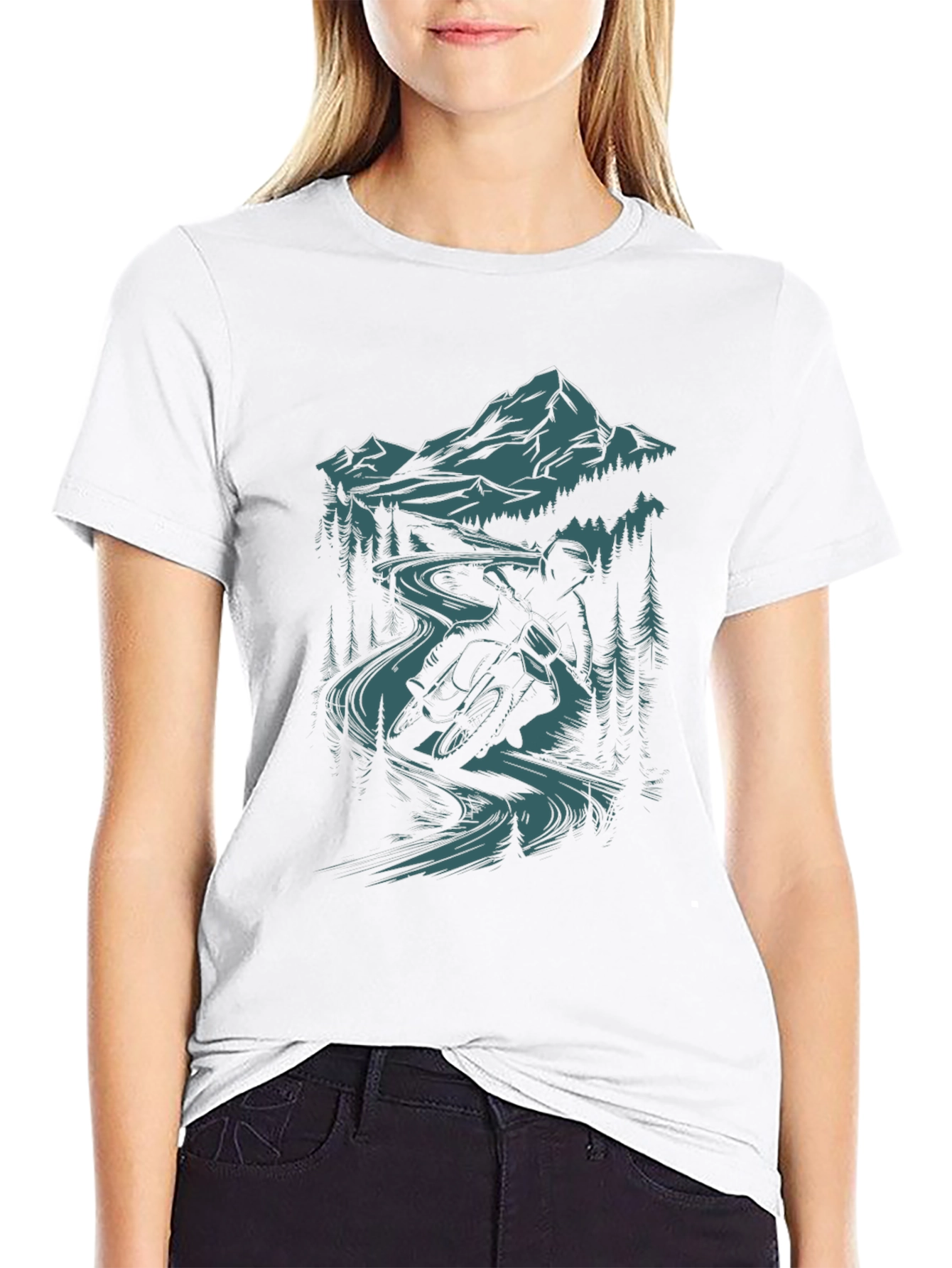 Mountain Bike Rider Graphic Tee - Black
