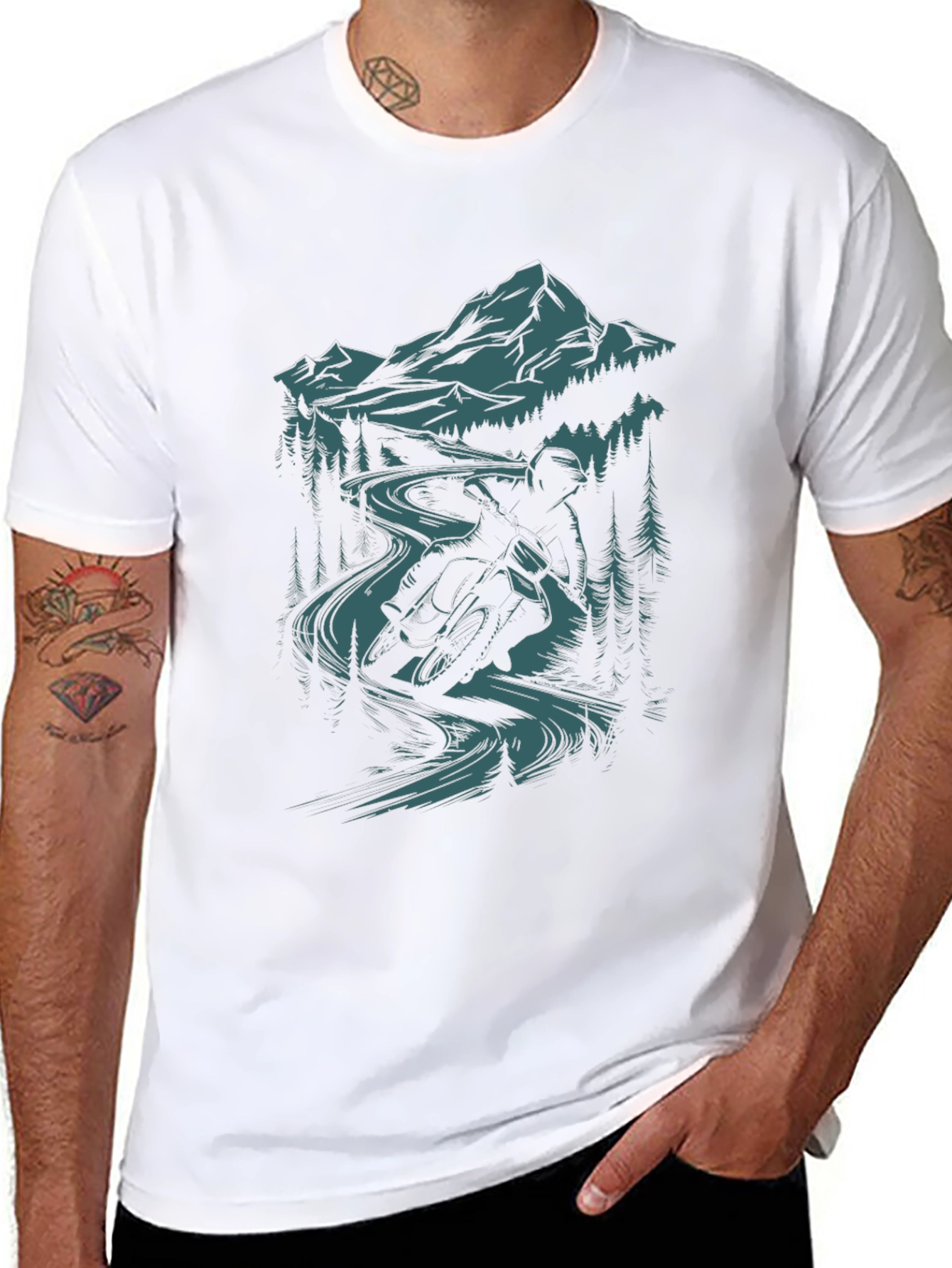 Mountain Bike Rider Graphic Tee - Black