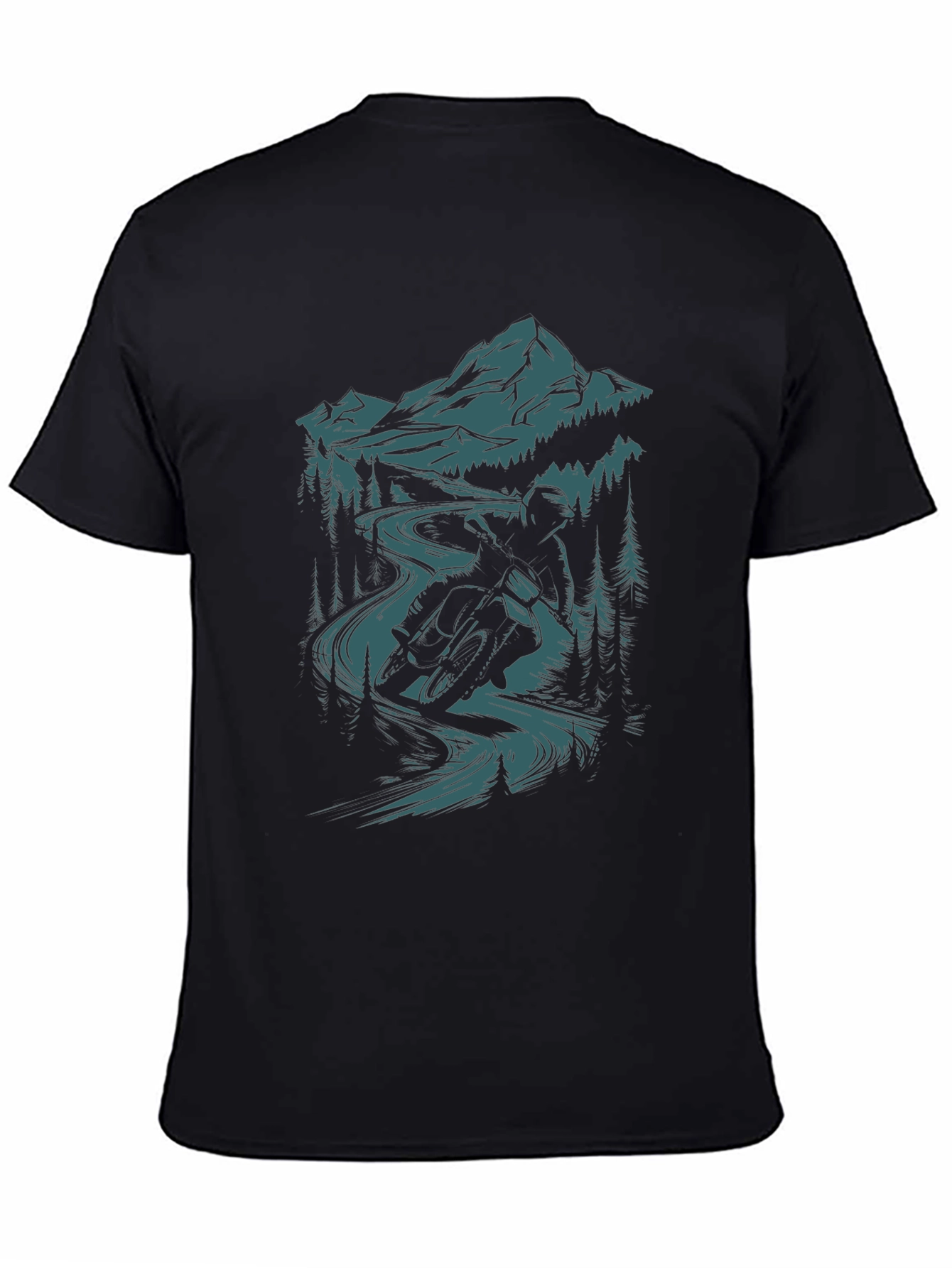 Mountain Bike Rider Graphic Tee - Black