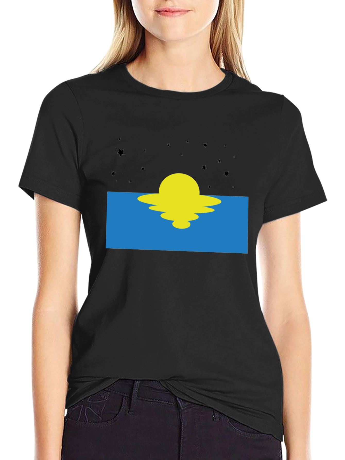 Sunset Graphic Tee - Black Cotton Blend