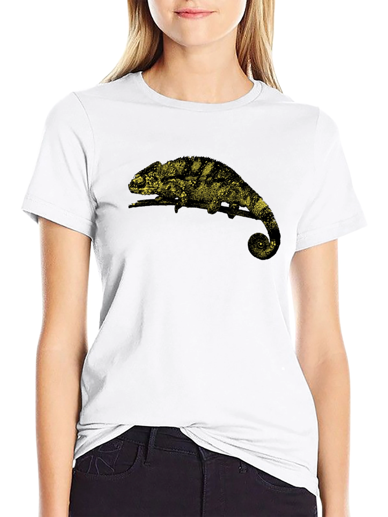 Chameleon Graphic Tee - Black Cotton T-Shirt