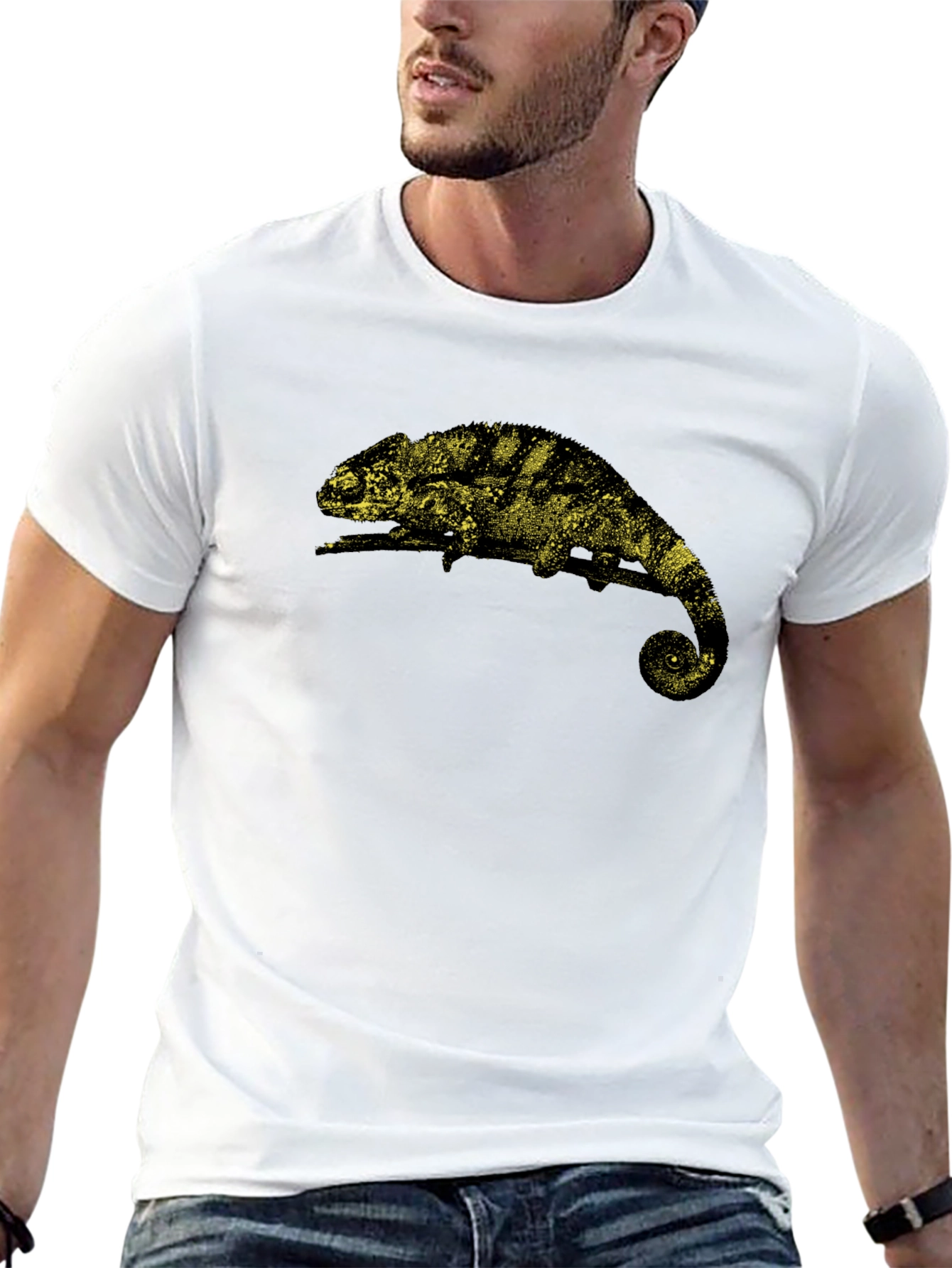 Chameleon Graphic Tee - Black Cotton T-Shirt