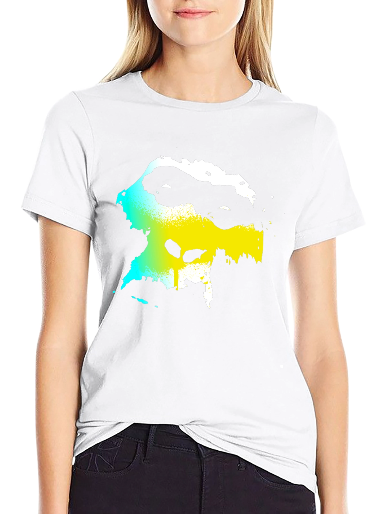 Abstract Face Graphic Black Tee