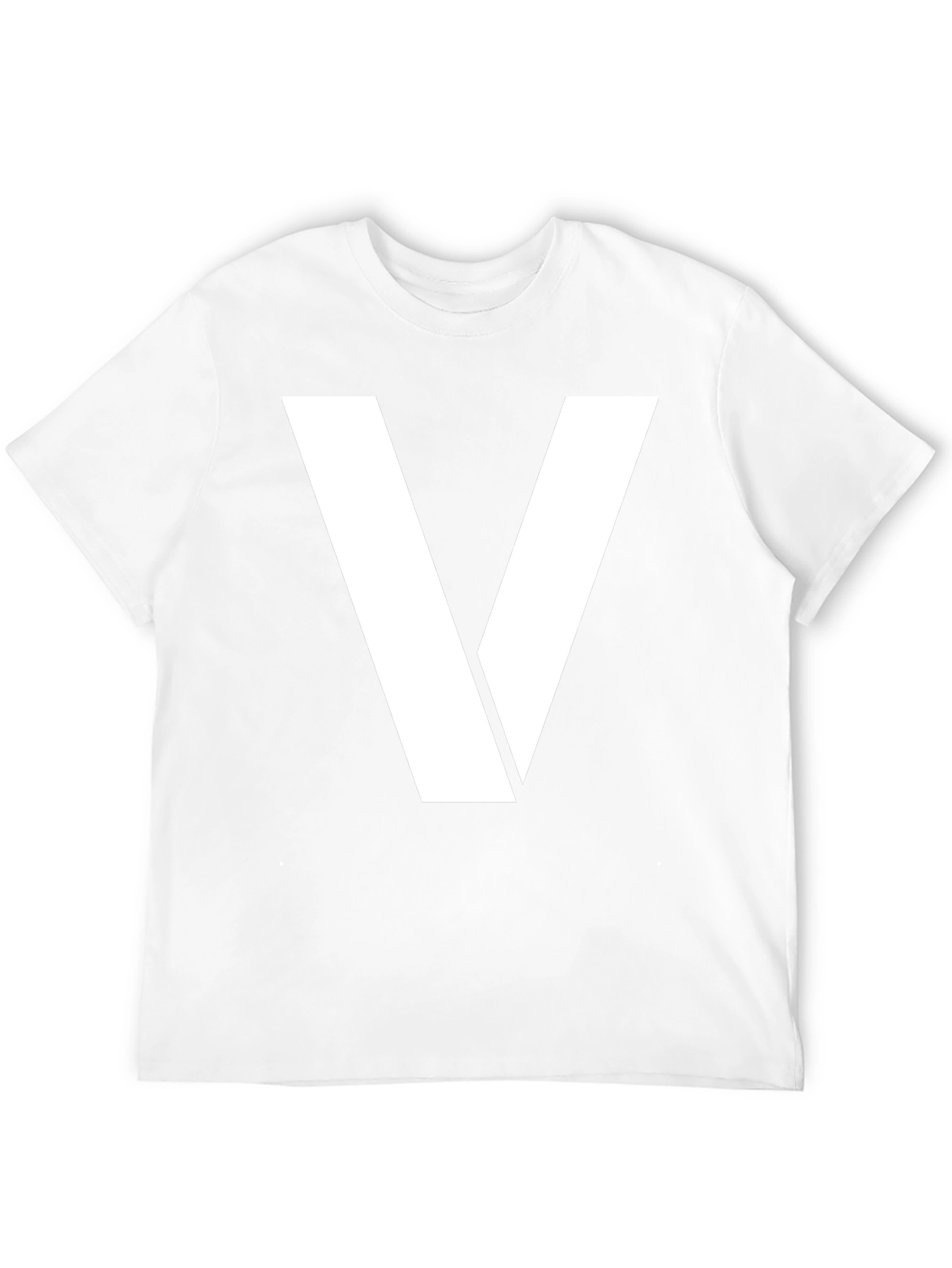 Bold White V Graphic Black T-Shirt