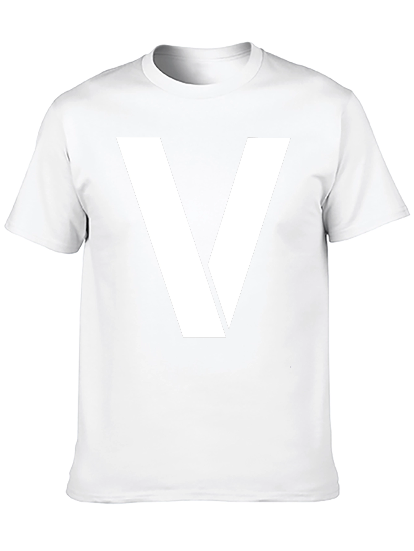 Bold White V Graphic Black T-Shirt