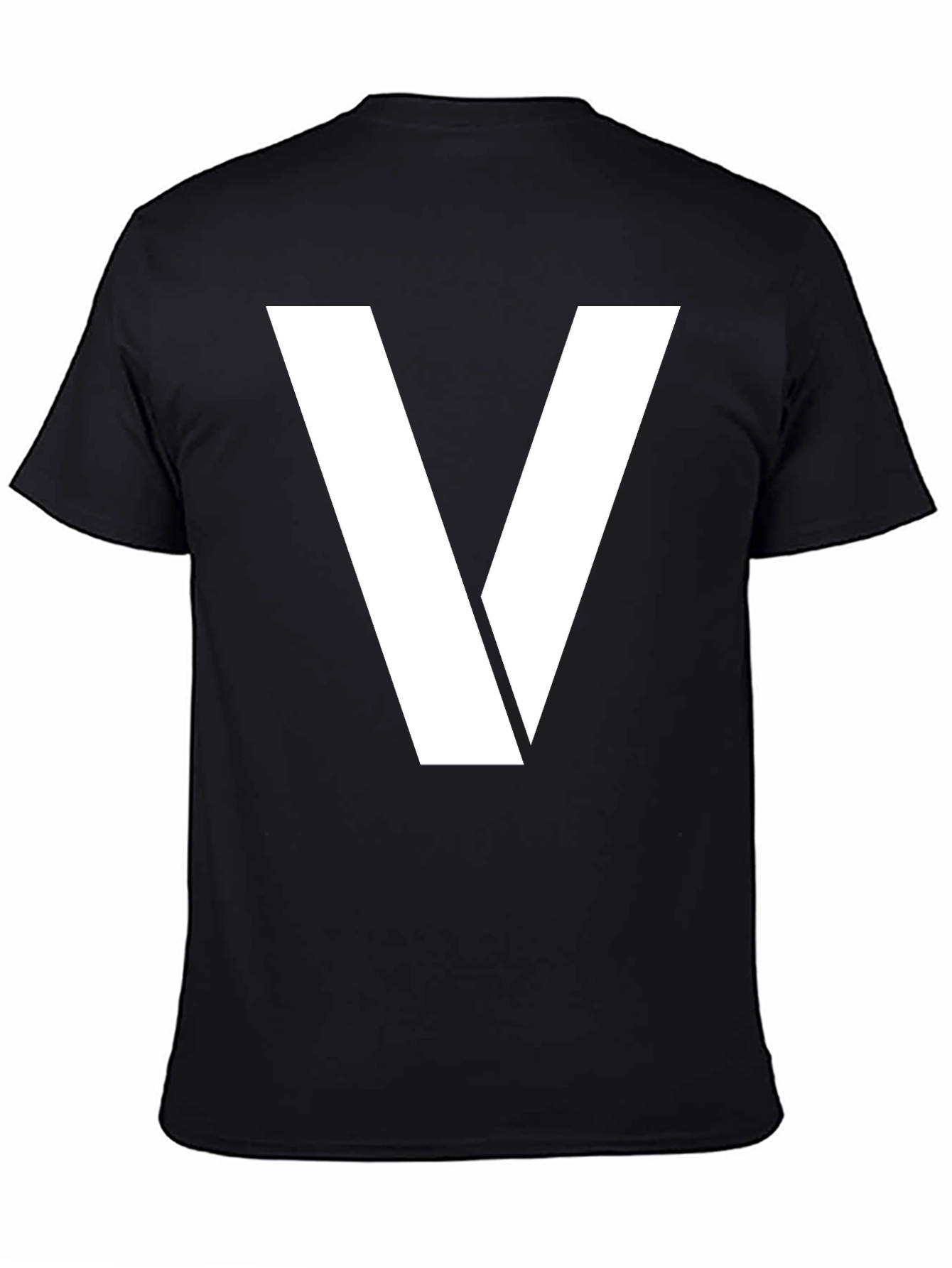 Bold White V Graphic Black T-Shirt