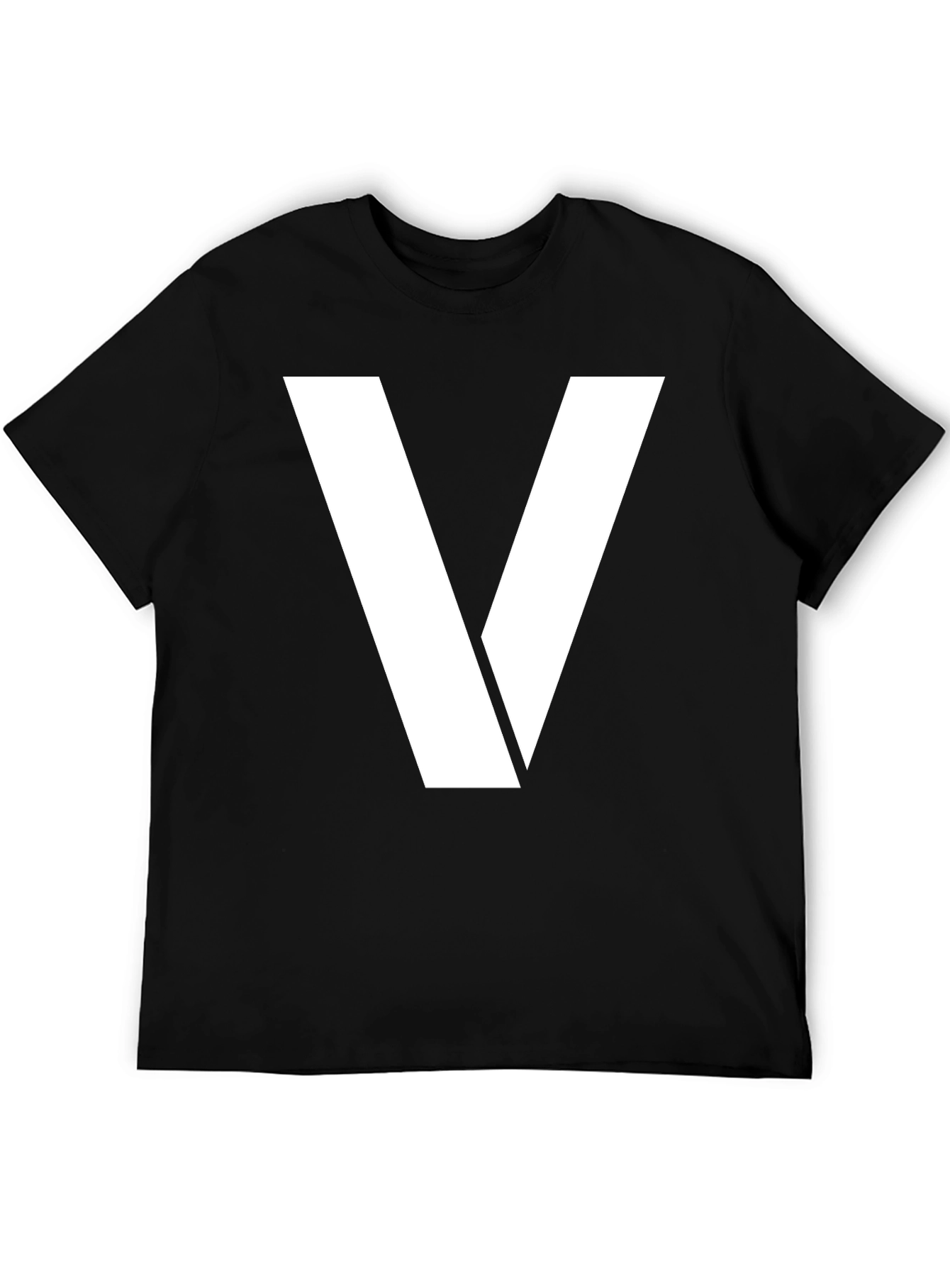 Bold White V Graphic Black T-Shirt
