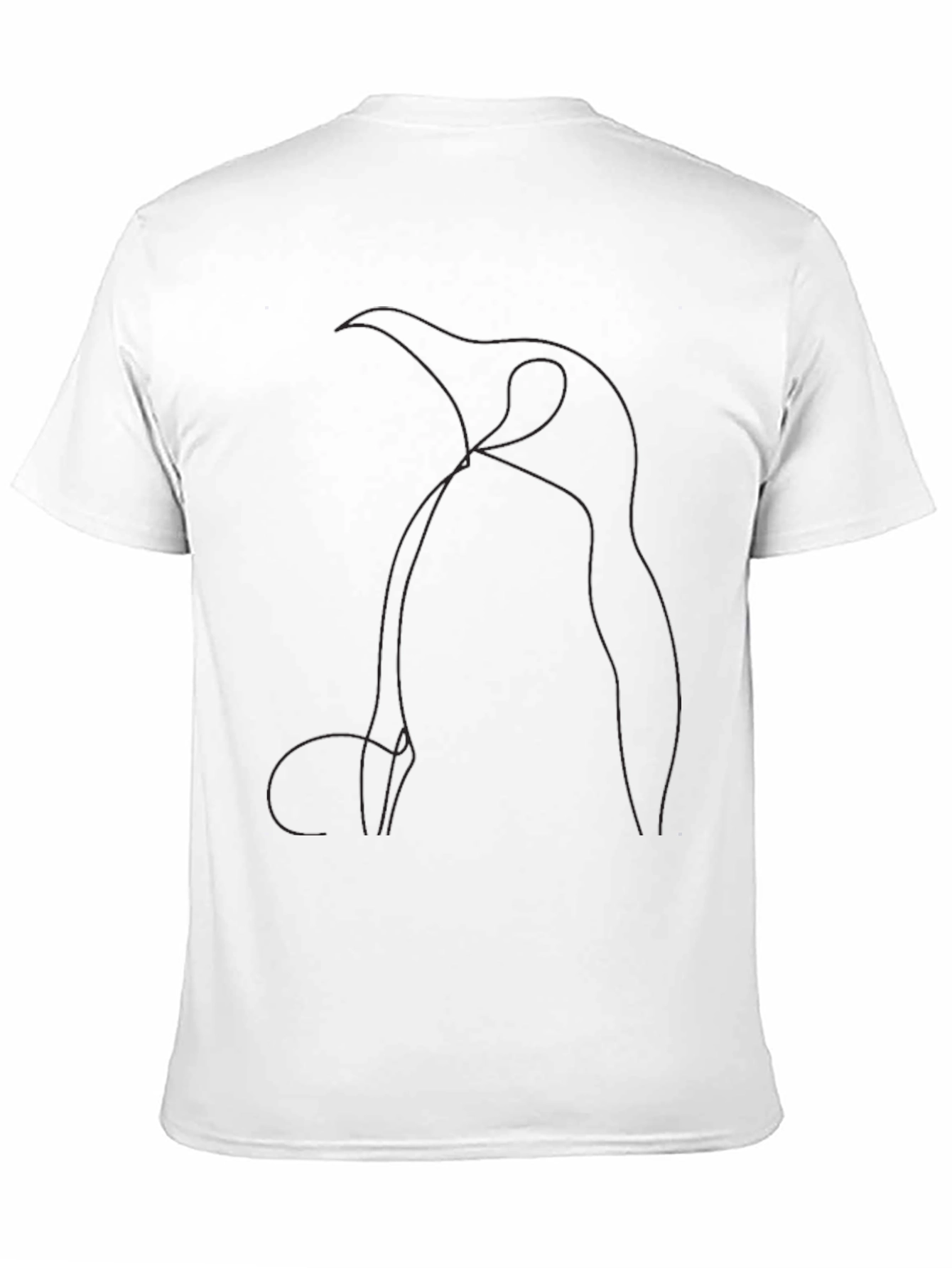 Abstract Penguin Line Art Black T-Shirt