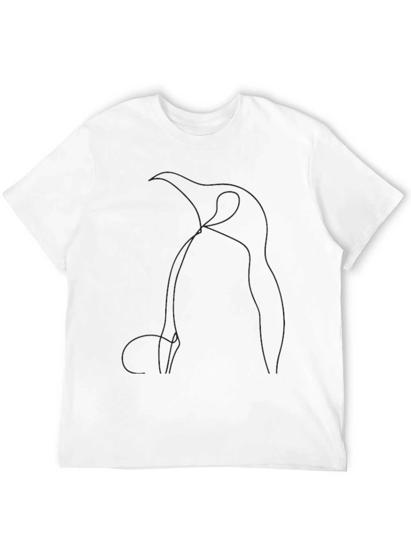 Abstract Penguin Line Art Black T-Shirt